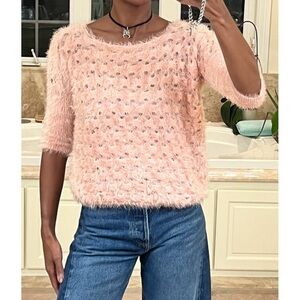 Short sleeve eye lash sweater